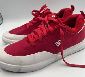 DC Infinite TX Mens Size 7 Red White Canvas Skate Shoes Sneakers ADYS100526
